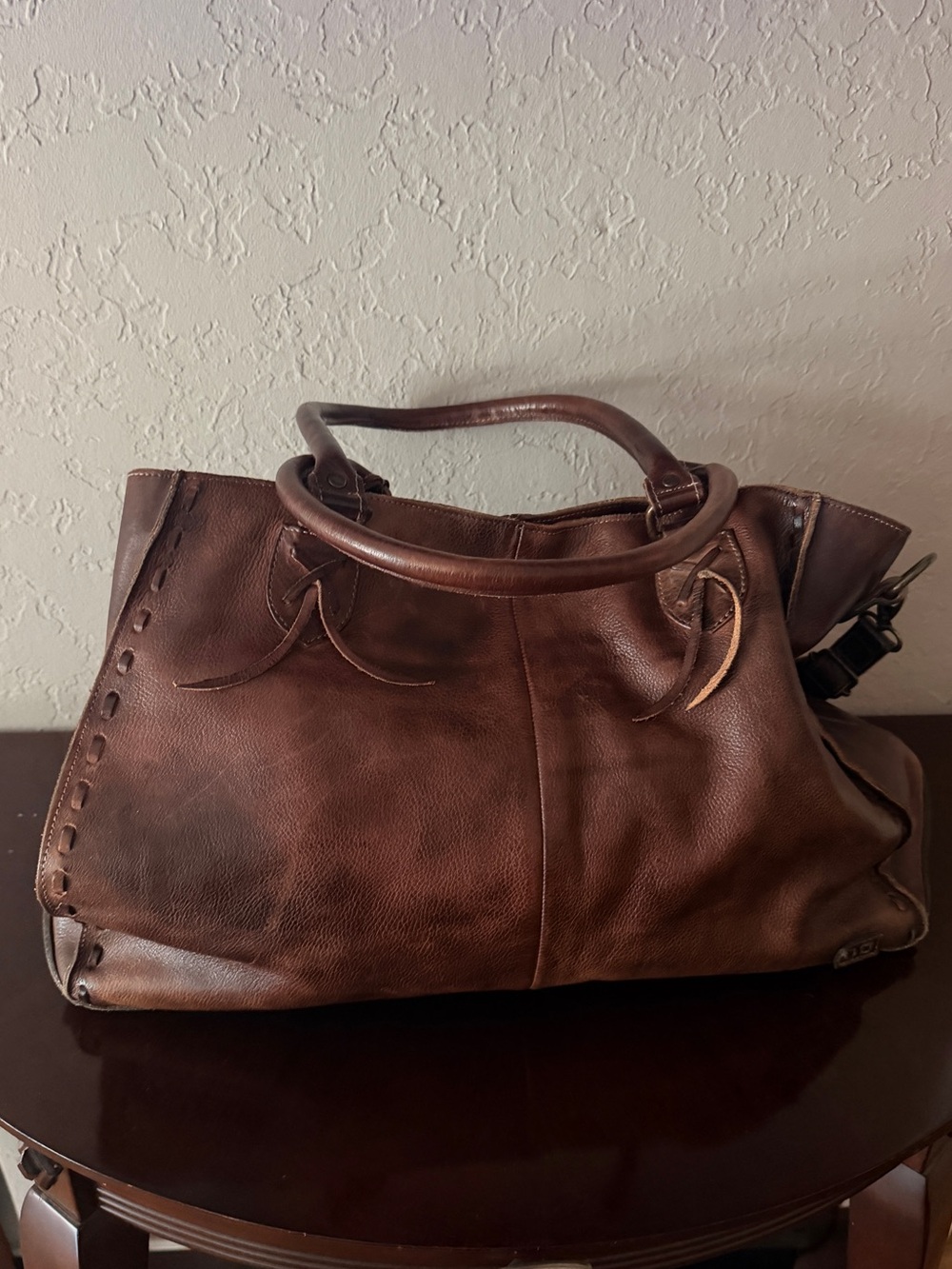 Bed Stu Tote Bag Distressed Dark Brown Leather Weekender Perfect Condition # 2 - Picture 8 of 16